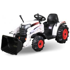 Trator Elétrico Infantil com Luzes LED, Buzina e 2 Velocidades,12V, Best Ride On Cars, Branco