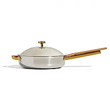 Frigideira Our Place Titanium Always Pan Pro 27 cm Dourada Tri-ply Antiaderente Sem PFAS Pode ir ao Forno