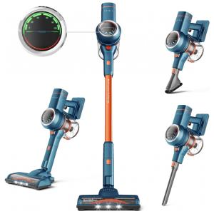 Aspirador de Pó Multifuncional sem Fio com Acessórios, Painel LED e Sucção Potente 28000PA, 110V, ORFELD, Azul