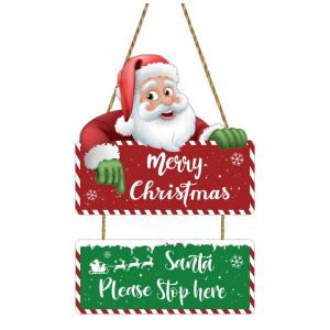 Decoração de Parede de Natal: Enfeite de Porta com Papai Noel Fofo e Placa de Feliz Natal - YUNKKIN