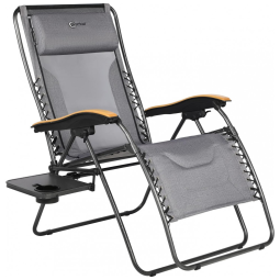 Cadeira Reclinável Ajustável Gravidade Zero com Apoio de Cabeça e Porta Copos, PORTAL, Cinza