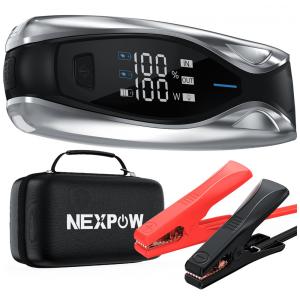 Jump Starter (Aux.de partida) NEXPOW 6000A Preto 24000mAh 60W PD Gasolina Todos os Tamanhos Diesel 12L 12V