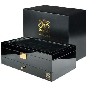 Caixa, Estojo para Relógios Protege e zena, 12 Lugares, HAWK GABLE, Preto