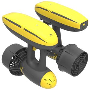 Scooter Subaquática Propulsor de Mergulho com Motor Elétrico Magicjet, 3 Suportes de Câmera e Profundidade até 50m, AQUAROBOTMAN, Amarelo