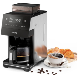 Máquina de Café 2 em 1 com Moagem Ajustável, Tela LED Digital, Aço Inox, 110V 1000W, Galanz, Preta