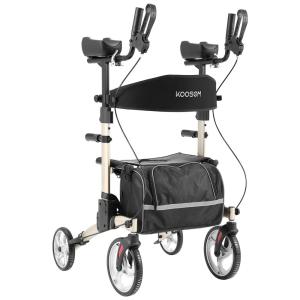 Andador Adulto Idoso KOOSOM com Apoio de Braço e Assento Acolchoado, Suporta até 136 Quilos, Dourado