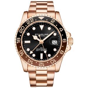 Relógio Masc, Quartz, Dual Hora, Prova D 100m, STUHRLING 3965.05, Dourado