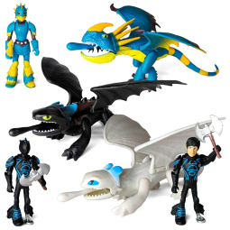 Conjunto de 6 Miniaturas de Dragões e Vikings de Ação Toysvill - Personagens Light Fury, Night Fury, Deadly Nadder, Hiccup, Astrid Hofferson