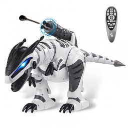 Dinossauro Robô Interativo Programável com Controle Remoto para Crianças de 3 a 10 Anos, DOLLOX, Branco