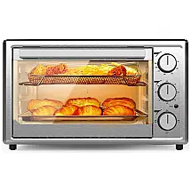 Forno Elétrico de Bancada 8 em 1 com Controle de Temperatura e Temporizador, Aço Inoxidável, 110v, SMETA, Prateado