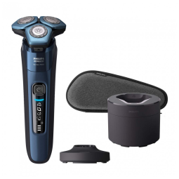 Barbeador Elétrico Masculino Portátil Philips S778285 com Tecnologia SenseIQ e Suporte de Carregamento, Azul