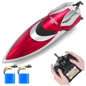 GizmoVine Barco de Controle Remoto p, Adultos até 32km, h, Recarregável, Vermelho