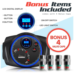 Compressor de Ar Portátil 150PSI 12V Digital LED, TIGGER GOODS, Preto