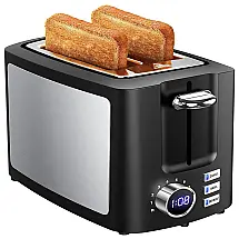 Kitchenholic Torradeira de 2 Fatias com 9 Níveis de Tostagem, 110V, Preto