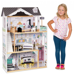 Casa de Bonecas de Madeira com 12 Acessórios 3 Andares para Crianças a partir de 3 anos, Lil Jumbl, Branca