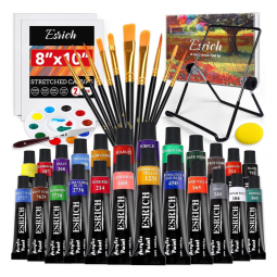 Kit de Pintura Conjunto Artístico com 30 Peças, Inclui 12 Tintas, ESRICH 30cm Easel set, Preto