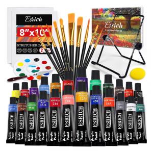 Kit de Pintura Conjunto Artístico com 30 Peças, Inclui 12 Tintas, ESRICH 30cm Easel set, Preto