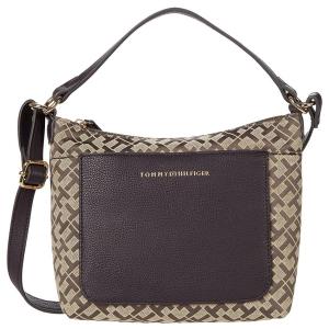 Tommy Hilfiger Bolsa Feminina de Ombro em Couro Sintético, Marrom
