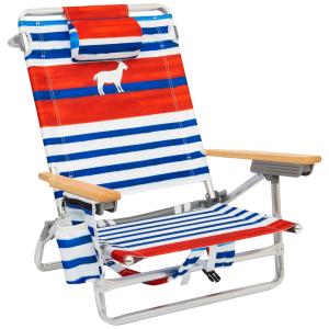 Cadeira de Praia Portátil, Dobrável com 5 Posições e Porta-Copos de Armazenamento, Raise, Vermelha