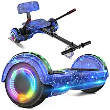 Hoverboard com Fixação de Assento, Bluetooth e Luzes LED Para Crianças e Adolescentes, FLYING ANT, Preto