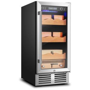 Umidor Elétrico para Charutos 546 Unidades com Prateleiras, Higrômetro e Luz Led, 110 Volts, BODEGA, Preto