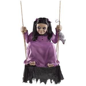 Animatrônico Menina Fantasma com Sons e Movimento para Decoração de Halloween