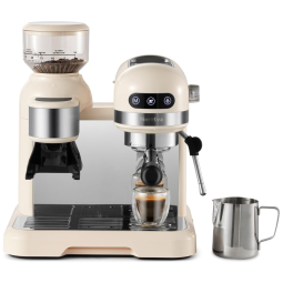 Máquina de Café Expresso 20 Bar com Moedor Embutido e Vaporizador, 110V 1350W, Neretva, Bege