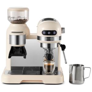 Máquina de Café Expresso 20 Bar com Moedor Embutido e Vaporizador, 110V 1350W, Neretva, Bege