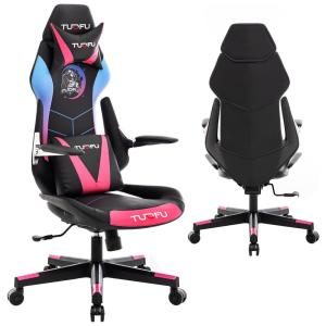 Cadeira Gamer Ergonômica Ajustável com Apoio para a Lombar, TUOFU T20YHY, Rosa