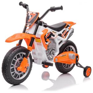 Moto Elétrica Infantil com 2 Velocidades e Rodas de Treinamento, 12V, Aokoy, Laranja