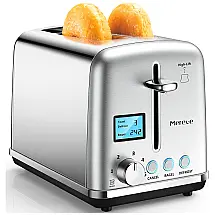 Torradeira de 2 Fatias com tela LCD e 6 Níveis, 900W, Aço Inoxidável, 110v, MERECE 2012DS, Prateado