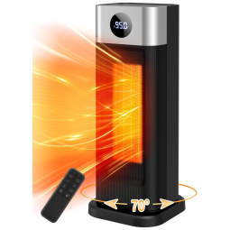 Aquecedor Elétrico Portátil com Controle Remoto, Aquecimento Rápido, Proteção Contra Superaquecimento e Tombamento, 110V 1500W, KEERCIGA