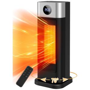 Aquecedor Elétrico Portátil com Controle Remoto, Aquecimento Rápido, Proteção Contra Superaquecimento e Tombamento, 110V 1500W, KEERCIGA