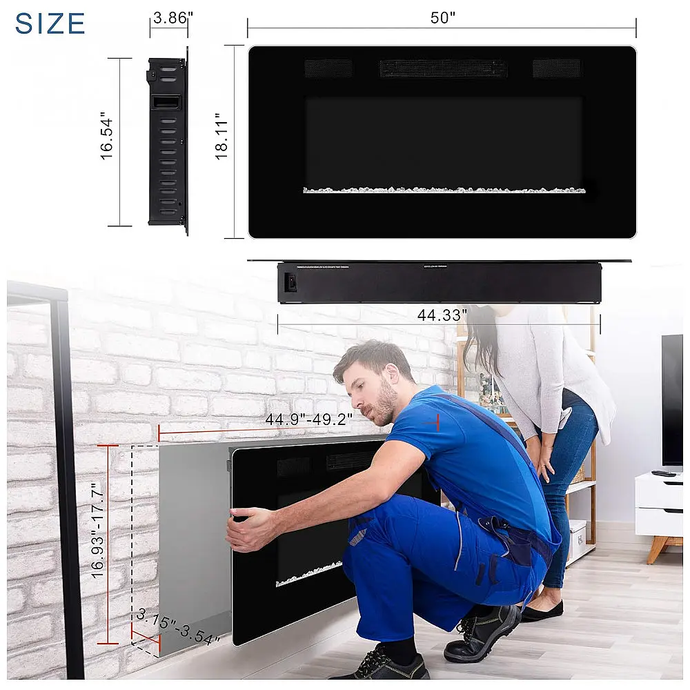 Lareira Elétrica Xbeauty 127x46cm 1500W LED Touch Screen Embutir 110V — foto 2