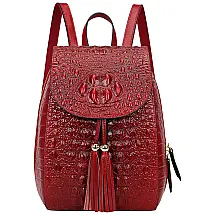 PIJUSHI Mochila Feminina de Couro , Vermelha