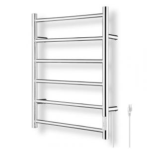 Aquecedor de Toalhas R FLORY, Secador de Toalhas com 6 Barras, Aquecimento Rápido, Timer e Funciona a Tomada, Mantém o Banheiro Aquecido à