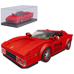 Kit de Construção Carro Ferrari com 316 Peças e Vitrine de Acrílico para Crianças Acima de 8 Anos, Mold King, Vermelho