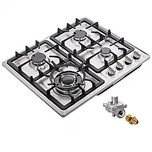 Cooktop a gás 59cm Deli-mate inox 4 queimadores selados 27500BTU dual fuel GN/GLP acendimento elétrico 110V