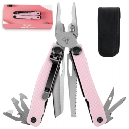 Alicate Multifuncional 14 em 1, Aço Inoxidável com Travamento Automático, SIUPRO SD9, Rosa