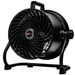 Ventilador de Tambor Industrial ECOMAX 25,4 cm Preto, Alta Velocidade 900 CFM, 3 Velocidades, Inclinação Ajustável 360°, Modelo EMF101090D