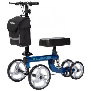 Andador de Joelho Direcionável até 136 kg com Sistema de Frenagem de Cesto, ELENKER, Azul Escuro