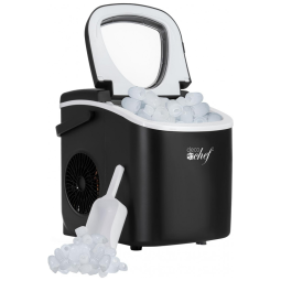 Máquina de Gelo com Capacidade para 11 kg em 24H, Alça, Colher e Cesta de Gelo, 110V, Deco, Preta