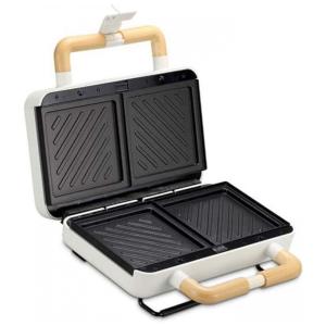 Mini Sanduicheira Elétrica Antiaderente 2 Fatias, Aço Inox, 900W, 110v, SETSCZY, Prateado