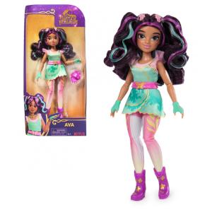 Boneca Ava de 24 cm com 7 Acessórios de Moda e Ferramenta de Modelagem para Crianças de 4 Anos ou Mais, Academia Unicórnio, Verde e Roxa