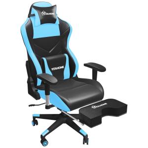 Cadeira Gamer Ergonômica Ajustável com Apoio para os Pés, YITAHOME, Azul