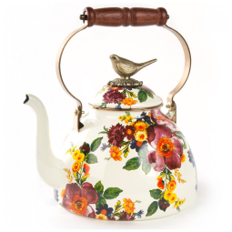 Chaleira de Chá Esmaltada 3 Litros com Pássaro, MacKenzie Childs, Branca