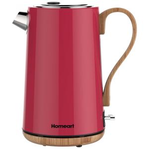 Chaleira Elétrica 1.7L em Aço Inoxidável com Desligamento Automático e Proteção Contra Fervura, 1500W, 110v, HOMEART, Vermelho