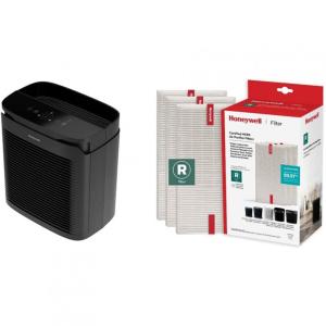 Purificador de Ar HPA3100 e 2 Kits de Filtro HEPA para Espaços Médios a Grande, 110V, Honeywell, Preto
