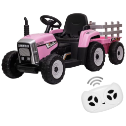 Trator Elétrico Infantil com Faróis LED, Rodas Resistentes e Design Realista - Rosa Claro, Ideal para Crianças de 3 a 6 Anos