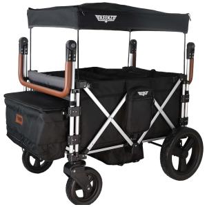 Carrinho de Passeio para 4 Crianças Multifuncional com Cobertura Removível e Dobramento, até 136 kg, Keenz 7S, Preto